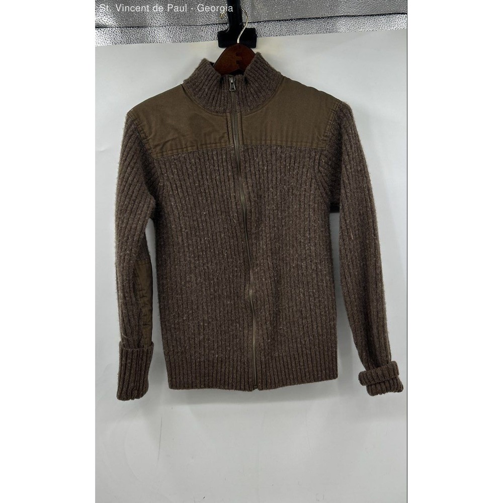 L.L. Bean Full Zip Lambswool Sweater Men's Small Brown Casual (Tagged Medium)